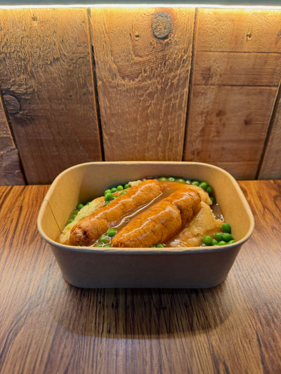 Chicken sausage, parsley mash & gravy